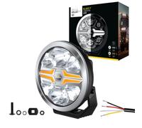 HELLA 1FJ 357 199-031 LED-Spotlight - Blade Chrome 9" - 12/24V - round - Reference number: 50 - Crystal clear - Light colour: White/Amber - Cable: 500mm - frontal sided
