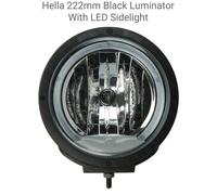 Hella 222mm Black Luminator Spot Light with LED Angel Eye Sidelight