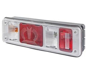 HELLA 2VP 340 961-511 Rearlight "Krone" - Hybrid - 24V - mounting/Bolted - Lens Colour: Crystal clear - Plug: EasyConn 1 x 7/EasyConn 4 x 2 - Plug: Male - left - Quantity: 1