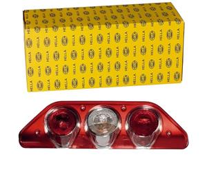 HELLA 2VP 343 520-021 Rearlight - Caraluna Modular - Bulb - 12V - mounting/Bolted - Lens Colour: Red/Crystal clear - Plug: Blade Terminal - right - Quantity: 1