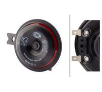 HELLA Signal Horn - STYLE HORN S90 - 12V - 111dB(A) - Frequency Range: 415Hz - High Tone - Electric - Housing Colour: Red/Black - Flat Plug-in Connector - Quantity: 1 - 3AL 922 000-951