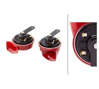 HELLA Trumpet Horn - STYLE HORN TE24 SET - 12V - 110dB(A) - Frequency range from: 400Hz - Frequency range to: 500Hz - Low Tone/High Tone - Electric - Flat Plug-in Connector - 3FH 007 424-811