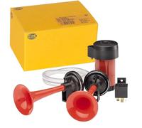HELLA 3PB 003 001-651 Trumpet Horn - 12V - 118dB(A) - Frequency Range: 780/840Hz - Dual-tone Trumpet Horn - Electric-pneumatic