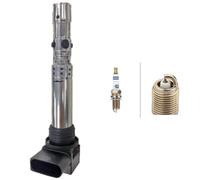 HELLA 5DA 193 175-901 Ignition Coil - 12V - 4-pin connector - Flush-Fitting Pencil Ignition Coils - Plugged + 8EH 188 705-041 Spark Plug - Platinum PM7RC-10 - Spanner size: 16 - Thread Length: 19mm