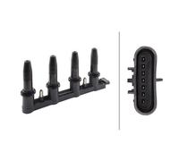 HELLA 5DA 358 000-231 Ignition Coil - 12V - 7-pin connector - Bolted