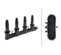 HELLA 5DA 358 000-231 Ignition Coil - 12V - 7-pin connector - Block Ignition Coil - Bolted