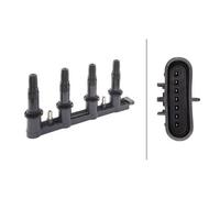 HELLA 5DA 358 000-241 Ignition Coil - 12V - 7-pin connector - Bolted