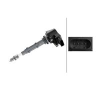 HELLA 5DA 358 000-671 Ignition Coil - 12V - 4-pin connector - Bolted