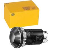 HELLA 6EF 003 916-061 Switch - Push control - 12V - Number of connectors: 4 - Bolted - Manual - Halogen - Bore Ø: 30.5mm - Sheet Strength: 10mm - Switch Lighting: Green - with bulb