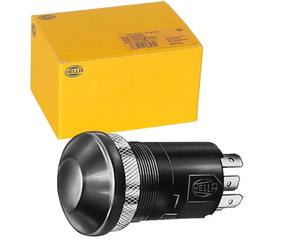 HELLA 6EF 003 916-061 Switch - Push control - 12V - Number of connectors: 4 | Bolted - Manual - Halogen - Bore Ø: 30.5mm - Sheet Strength: 10mm - Switch Lighting: Green - with bulb