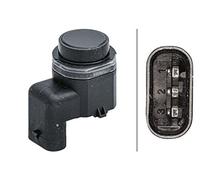 HELLA 6PX 358 141-621 Sensor, parking distance control - angled - 3-pin connector - Plugged - Paintable - with fastening ring