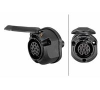 HELLA 8JB 005 949-001 Socket - 12V - 13-pin connector - Plug: Screw Contact - Black