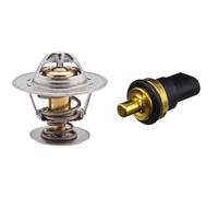 HELLA 8MT 354 775-311 Thermostat, coolant - Opening Temperature: 87°C + 6PT 009 309-331 Sensor, coolant temperature - 12V - 2-pin connector - Plugged - with seal - with retaining ring