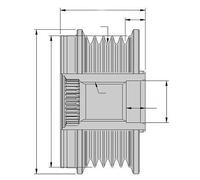 HELLA 9XU 358 038-251 Alternator Freewheel Clutch - Thread Size: M16x1,5 - Number of grooves: 6 - with cap