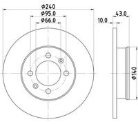Hella Brake Disc Set Rear 54525 240mm x 10mm 04/06 x 95mm For MG F OEM