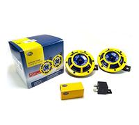 HELLA H31000001 Sharptone 12V High Tone/Low Tone Twin Horn Kit with Yellow Protective Grill, Includes Relay, 2 Horns