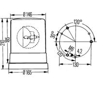 HELLA 2RL 004 958-001 Halogen-Rotating Beacon - KL 700 - 12V - Blue - mounting/Bolted - Plug: Blade Terminal