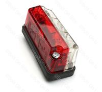 HELLA Small Red & White Rectangular Side Marker - Thick Rubber Base