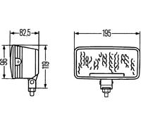 HELLA 1FD 005 700-431 Halogen-Spotlight - Comet 550 - 12V - rectangular - Bolted - Patterned diffusing lens - Lens Colour: Yellow - right/left