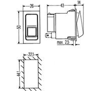 HELLA 6RH 007 832-351 Switch - Flip Switch Control - Equipment Vart.: II-I-0 - Number of connectors: 5 - Clipped - with comfort function