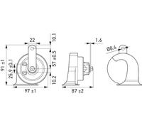 HELLA Trumpet Horn - eLONG-LIFE HORN TE40 SET - 12V - 112dB(A) - Frequency range from: 400Hz - Frequency range to: 500Hz - High Tone/Low Tone - Electric - Quantity: 2-3FH 007 728-981