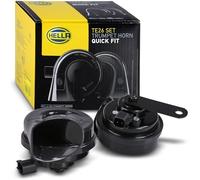 HELLA Trumpet Horn - OE-CONNECT HORN TE26 SET - 12V - 110dB(A) - Frequency range from: 400Hz - Frequency range to: 500Hz - Low Tone/High Tone - Electric - Plug: Ford - Quantity - 3FH 012 010-081