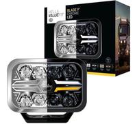 HELLA Valuefit 1FJ 357 199-081 LED Headlight Blade Chrome RE 9 Inch 12 V / 24 V Rectangular Reference Number: 25 Crystal Clear Light Colour: White/Yellow Cable: 500 mm Front Side