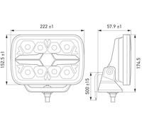 HELLA Valuefit 1FJ 357 199-081 LED Headlight Blade Chrome RE 9 Inch 12 V / 24 V Rectangular Reference Number: 25 Crystal Clear Light Colour: White/Yellow Cable: 500 mm Front Side