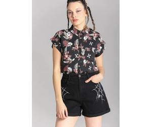 Hellbunny - Arania Black - Shorts - black - M - 98% Cotton, 2% Elastane M