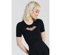 Hell Bunny Gothic Transparent Mesh Bat Halloween Top Knitted Short Sleve Jumper - Black (XXL)