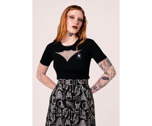 Hellbunny - Cobweb Black - Top - black - XS - 100% Viscose XS