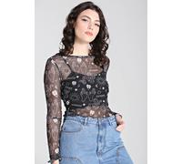 Hellbunny - Hello Goodbye Mesh Black - Longsleeve - black - XS - 90% Polyester, 10% Elastane,Mesh XS