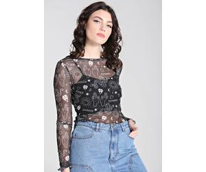 Hellbunny - Hello Goodbye Mesh Black - Longsleeve - black - XS - 90% Polyester, 10% Elastane,Mesh XS
