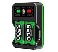 HELLCOOL 2x6200mWh Rechargeable Battery Pack for Xbox Series X|S, One, Elite, S|X Controllers, 15-20 Hour Playtime, RGB Light, USB-C Charging Dock