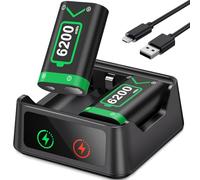 HELLCOOL Battery Pack Rechargeable for Xbox, 2 x 6200mWh Battery Pack for Controller with Charging Dock/LED Display, Charger Battery Pack for Xbox Series X|S, One/Elite/S|X