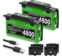 HELLCOOL Play and Charge Kit 2×4800mWh Rechargeable Battery Pack for Xbox Controller with LED Indicator/12 Hours Playtime, Compatible with Xbox One/S/X/Elite 1, Series S/X