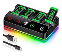 HELLCOOL Rechargeable Battery Pack for Xbox One/Series Controller, 4x6200mWh Battery Pack with Charger/Cooling RGB/25H Playtime,