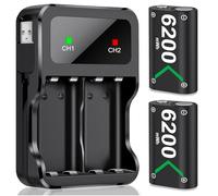 HELLCOOL Rechargeable Battery Pack for Xbox One/Series X|S Controller, 2x6200mWh High Capacity Battery Pack with Charger/LED Indicator/25H Playtime, Compatible with Xbox One/S/X/Elite, Series S/X