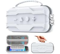 HELLCOOL Switch 2 Case for Nintendo Switch 2025/Switch/OLED - Waterproof Travel Carry Case with Shockproof EVA Padding, 10 Game Card Slots & Switch Accessory Storage Pouch White