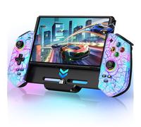 HELLCOOL Switch Controller for Nintendo Switch/OLED,Pro Controller for Handheld Grip with Hall Effect Joystick,One-Piece Switch Joy Con with Turbo/Programmable/6-Axis/Vibration/RGB/4 Games Card Slot