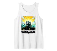 Helldivers 2 Colorful Sony PlayStation Video Game Poster Tank Top, Men, White, Large