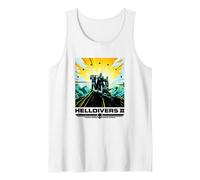 Helldivers 2 Colorful Sony PlayStation Video Game Poster Tank Top, Men, White, X-Large
