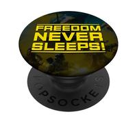 Helldivers 2 Freedom Never Sleeps Yellow Text Video Game PopSockets Adhesive PopGrip