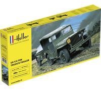 Heller Model Kit - Jeep Willis & Trailer - 1:35 Scale