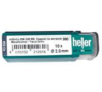 Heller 0990 HSS-Co Cobalt Twist Drills DIN 338 RN 2.0mm - Pack Of 10