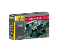 Heller Model Kit - Jeep Willis & Trailer - 1:35 Scale