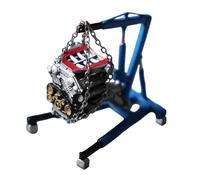 Hellery 1:64 Scale Engine Hoist Model, Mini Maintenance Tool Model for Workshop Scene, Car Garage, A02 blue W Engine