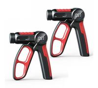 Hellery 2 Pieces Grip Strength Tester Training with Digital Electronic Hand Grip Strengthener with Counter Ergonomic Exercise Tool for Climbers, Black And Red