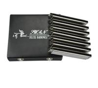 Hellery 7 Pieces Harmonica Set with Presentation Box Organized Diatonic Harmonica Set Precision-Made Instrument for Students, Enthusiasts,