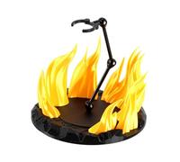 Hellery Action Figure Stand with Fire Effect, Accessories, Lightweight, Self-assembly Doll Stand, Stable, Portable Display Holder, yellow